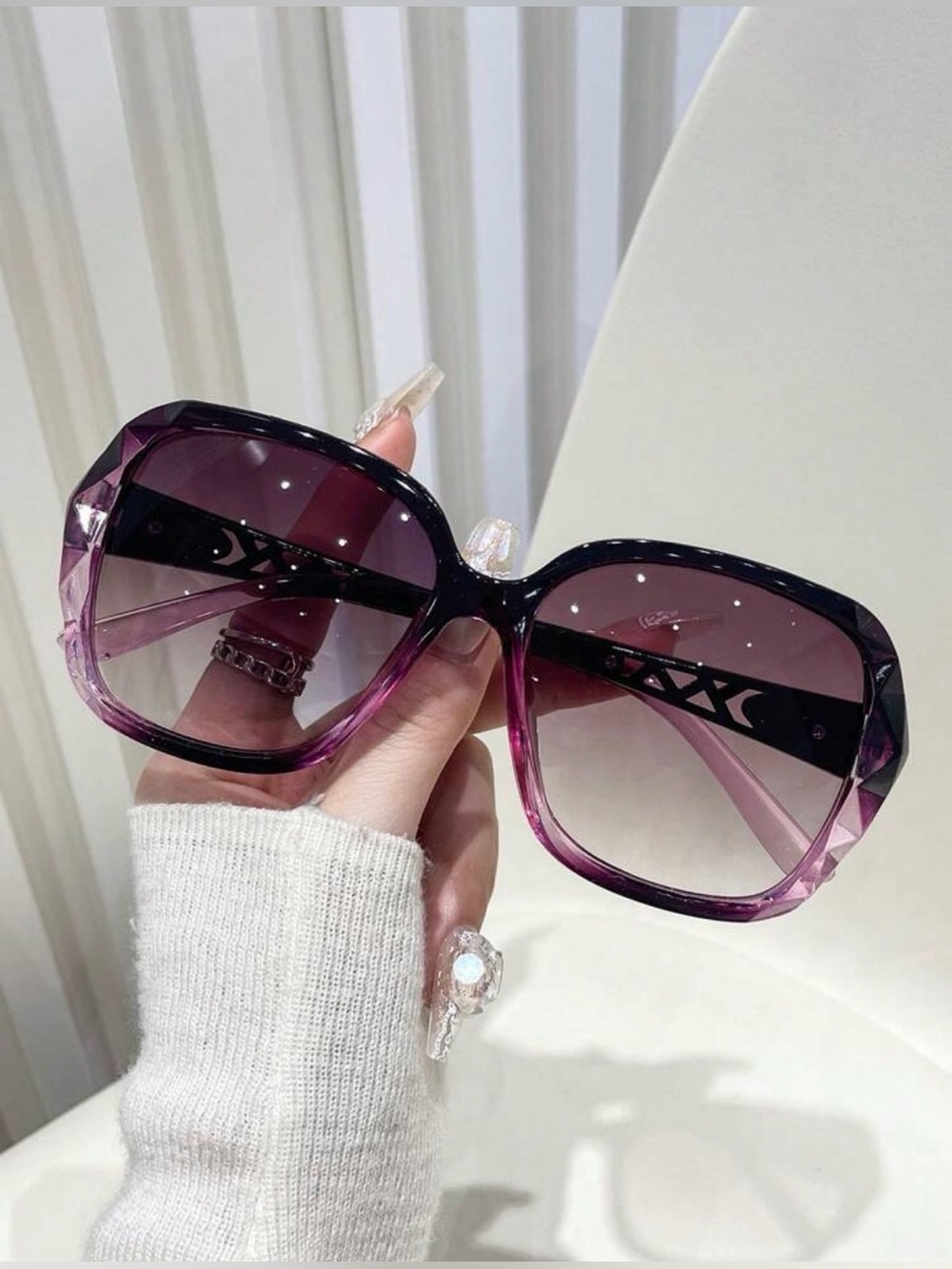Gradient Purple Oversized butterfly Women's Sunglasses